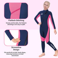 Costum de scafandru lung din neopren Gogokids pentru copii 8-16 ani, cu fermoar frontal, costum de baie cu protecție solară UV 50+, pentru înot, surfing și scufundări 4