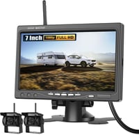 GOHHDL 7 hüvelykes 1080P WiFi vezeték nélküli tolatókamera szett 2 IP68 vízálló kamerával monitorral utánfutóhoz kamionhoz buszhoz autóhoz 1
