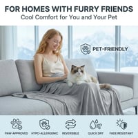 Chladiaca deka GOHHME Arc-Chill 3.0 – 150x200 cm – Obojstranná letná prikrývka proti nočnému poteniu, priedušná, Q-Max 0,45, sivo-pruhovaná 5