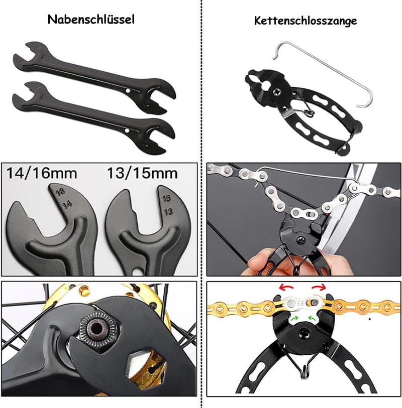 GOIEHIR 9 részes kerékpár lánc szerszám szett, sprocket eltávolító, kazetta húzó