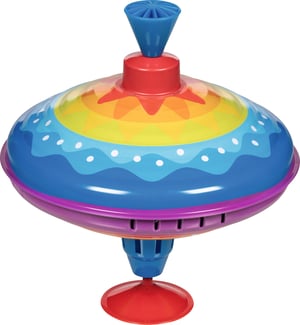 goki 53778 Brummkreisel Farebný tanec, plechový detský kolotoč, klasický zotrvačník so základňou, výška 21 cm, od 1 roka
