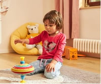 goki 53778 Brummkreisel Farebný tanec, plechový detský kolotoč, klasický zotrvačník so základňou, výška 21 cm, od 1 roka 2
