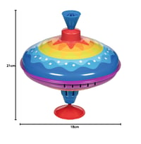 goki 53778 Brummkreisel Farebný tanec, plechový detský kolotoč, klasický zotrvačník so základňou, výška 21 cm, od 1 roka 3