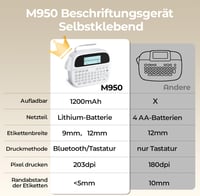 Goknu M950 Bluetooth címkenyomtató QWERTZ billentyűzettel és LCD kijelzővel 5
