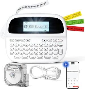 Goknu M950 Bluetooth pisač naljepnica s QWERTZ tipkovnicom i LCD zaslonom - bijeli