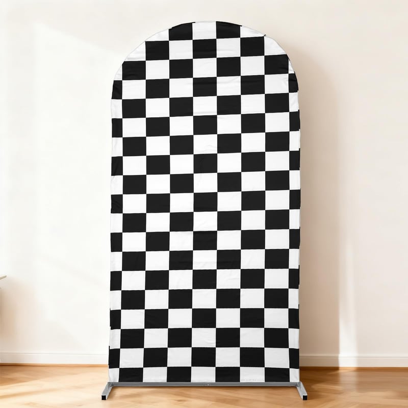 Fundal de decor pentru petrecere tematică cu mașini de curse, 182 cm, model în carouri alb-negru, pentru zi de naștere copii băieți