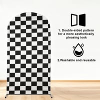 Fundal de decor pentru petrecere tematică cu mașini de curse, 182 cm, model în carouri alb-negru, pentru zi de naștere copii băieți 3