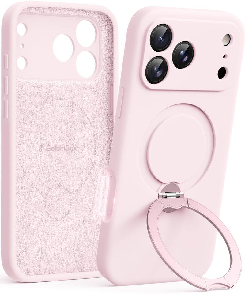 Puzdro GOLBINBOX na iPhone 17 Pro s magnetickým stojanom otočným o 360°, kompatibilné s MagSafe, s kompletnou ochranou fotoaparátu, nárazuvzdorný tekutý silikón