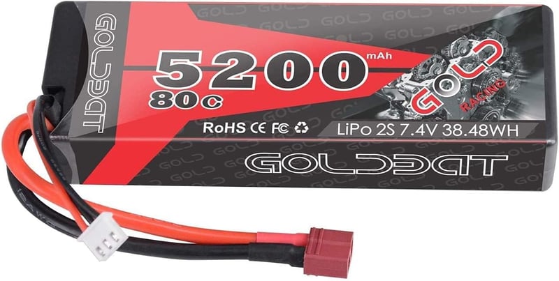GOLDBAT 5200 mAh 7.4V 2S 80C LiPo akkumulátor RC járművekhez, Deans csatlakozóval - RC autó, hajó, drón, helikopter modellekhez