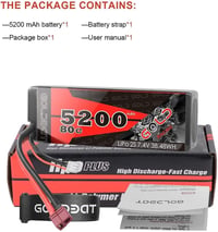 GOLDBAT 5200 mAh 7.4V 2S 80C LiPo akkumulátor RC járművekhez, Deans csatlakozóval - RC autó, hajó, drón, helikopter modellekhez 6
