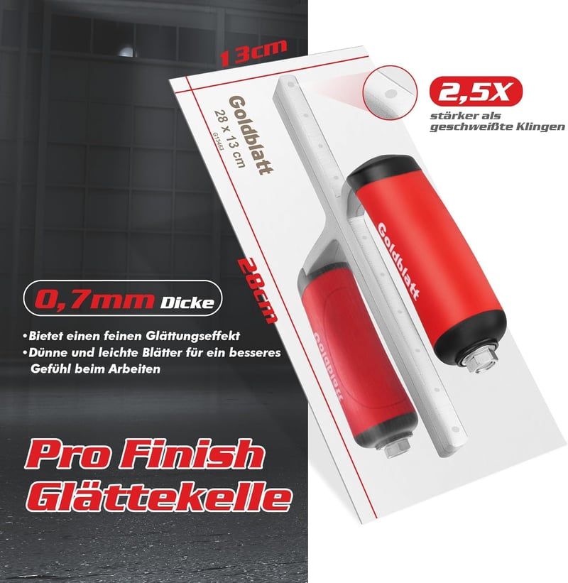 Goldblatt Rozsdamentes Simító Glettvas 280x130 mm Profi Kielégítő