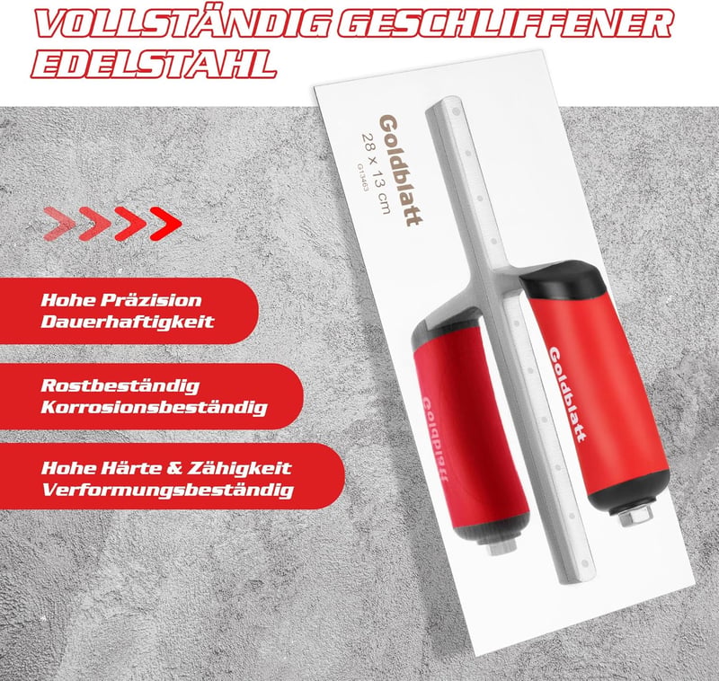Goldblatt Rozsdamentes Simító Glettvas 280x130 mm Profi Kielégítő
