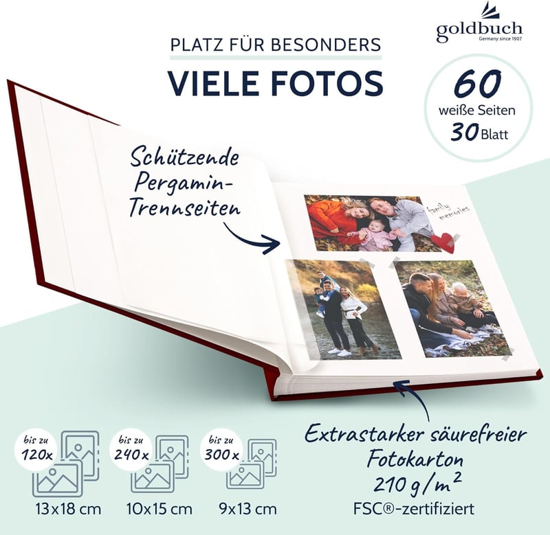 Goldbuch Fotóalbum Ablakos Borítóval Bordó 30x31 cm - Bordeaux, White pages