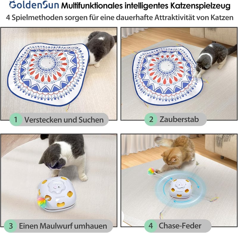 GoldenSun 4az1-ben macskajáték szett, interaktív játékok, halászbot, vakond-ütős játék