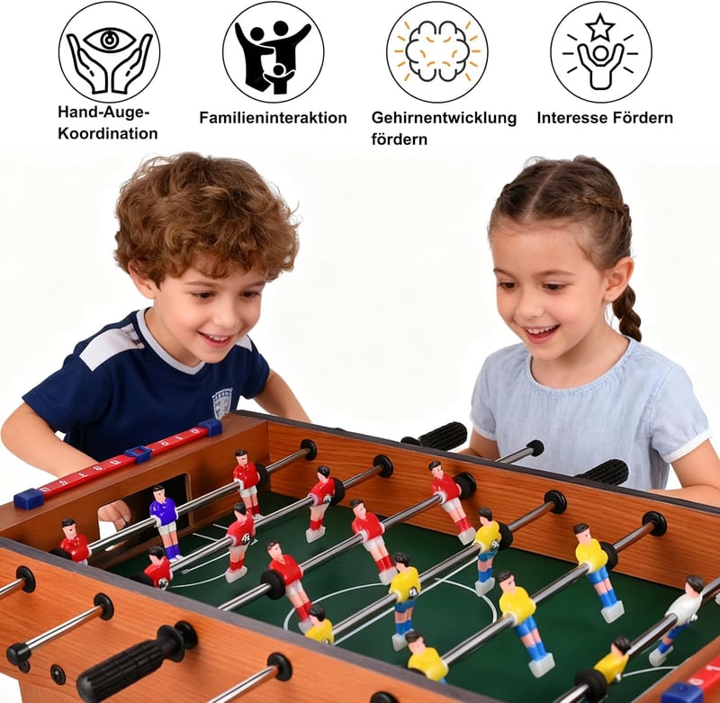 GOLDGE gyerek asztali foci 4 labdával, 6 rúdas asztalifoosball, 50x24x15cm