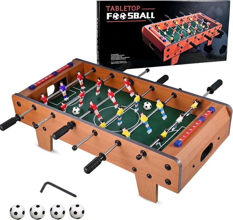 GOLDGE gyerek asztali foci 4 labdával, 6 rúdas asztalifoosball, 50x24x15cm