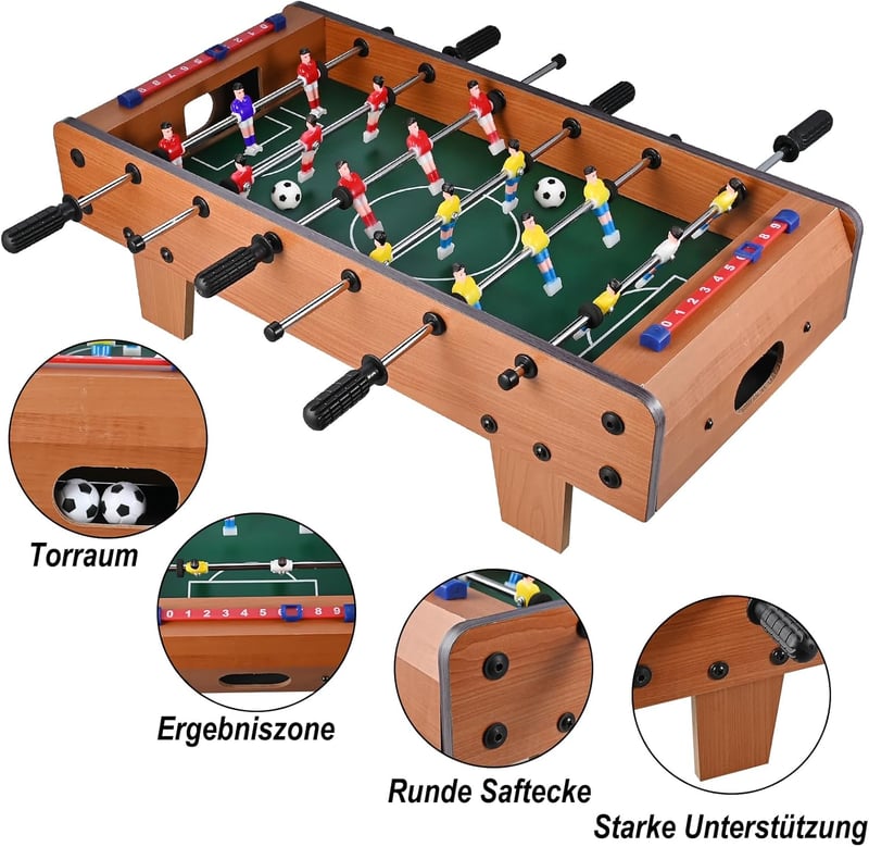 GOLDGE gyerek asztali foci 4 labdával, 6 rúdas asztalifoosball, 50x24x15cm