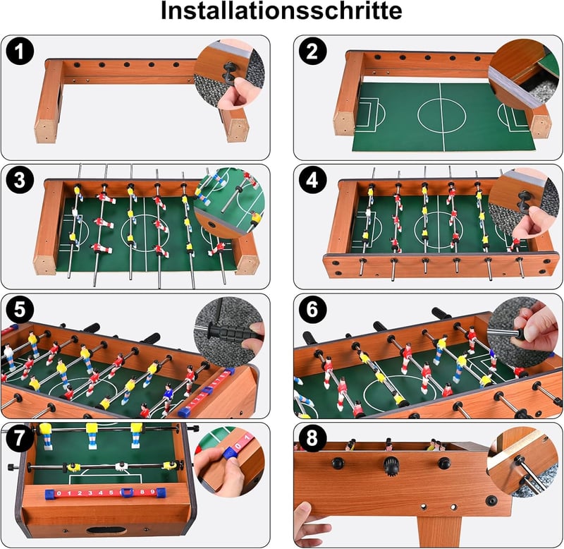 GOLDGE gyerek asztali foci 4 labdával, 6 rúdas asztalifoosball, 50x24x15cm