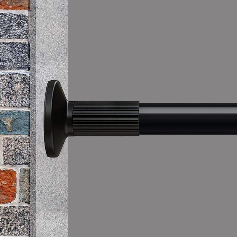 Goldion Fúrás Nélküli Függönyrúd - Teleszkópos, Kihúzható 115-465 cm Matt Fekete Szorítható Karnis Térelválasztóhoz, Függönyhöz, Erkélyhez