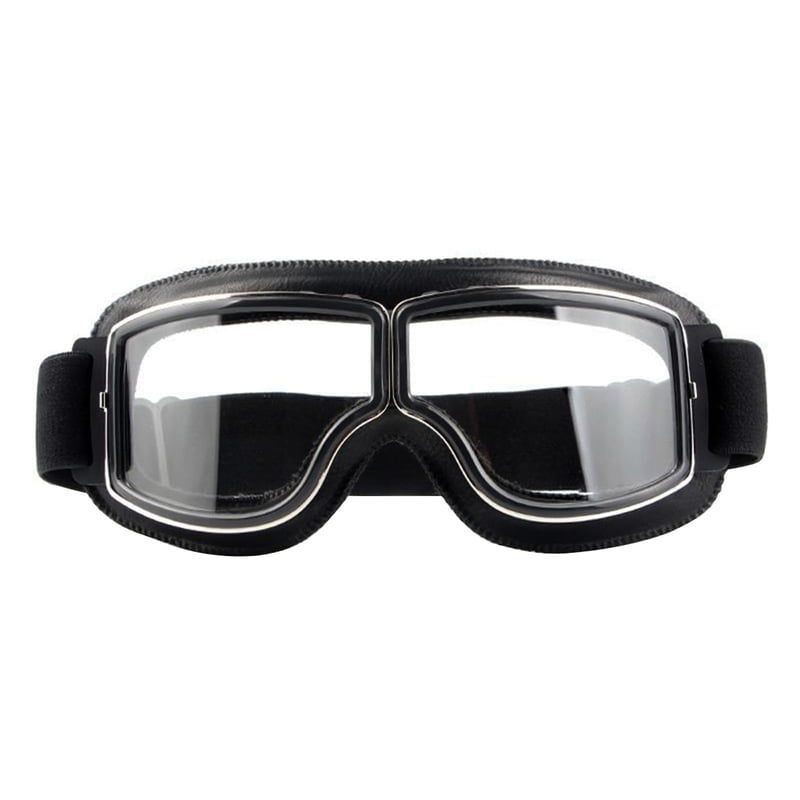 Ochelari Moto Retro Goldyida cu Lentilă Transparentă, Stil Vintage Aviator, Piele PU, Rezistenți la Vânt, pentru Motocross, ATV, Quad