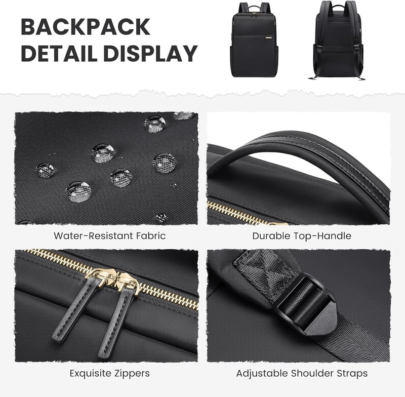 GOLF QUALITY Laptop Hátizsák 16 Colos Vízálló Iskolai Munka Utazás Fekete - 16", Black