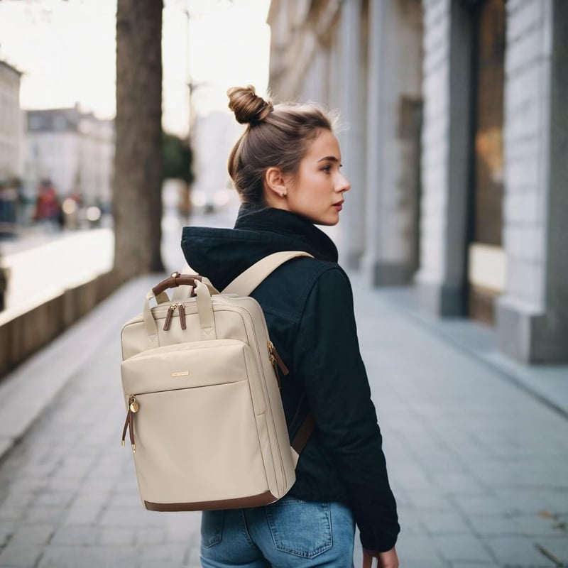 GOLF QUALITY női hátizsák 15,6" laptop rekesszel, elegáns napi táska sárgabarack