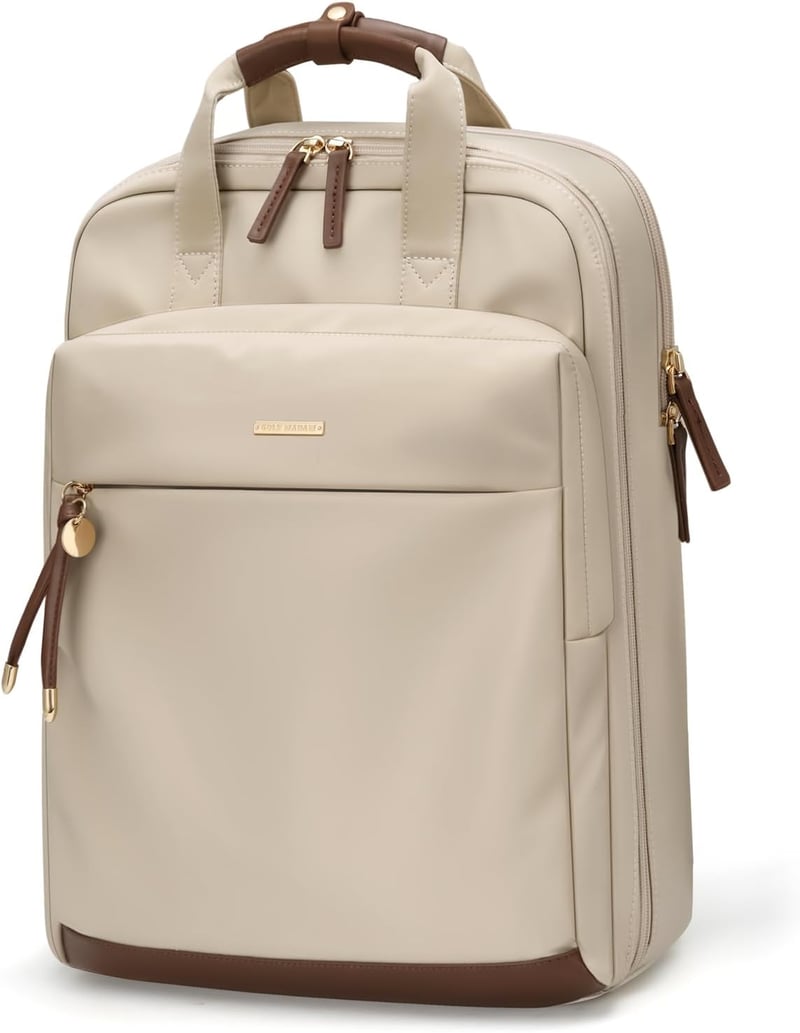 GOLF QUALITY női hátizsák 15,6" laptop rekesszel, elegáns napi táska sárgabarack