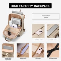GOLF QUALITY női hátizsák 15,6" laptop rekesszel, elegáns napi táska sárgabarack 4