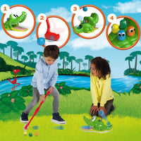 Goliath Kroko Golf Minigolfová hra pre deti – Interaktívna hra na šikovnosť s krokodílom, od 4 rokov, pre 2–4 hráčov 3