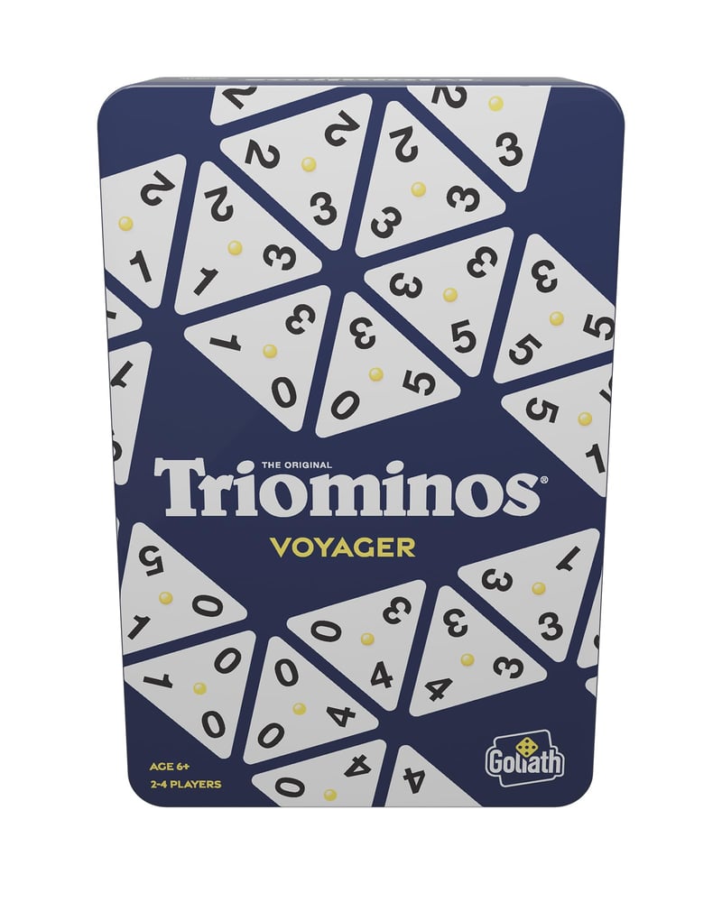 Cestovná spoločenská hra Goliath Triominos The Original Tour Edition pre 2–4 hráčov, kompaktná cestovná verzia, od 6 rokov