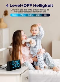 GOLOZA Digitális Ébresztőóra - Nagy Kijelzős LED Óra, USB Töltő, 4 Fényerő, Automatikus Fényerőszabályzás, Szundi Funkció, Kék 3