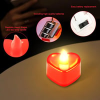 GOMETY 24 szív alakú LED gyertya, 1000 db művirág szirom esküvői dekorációhoz - Red 3