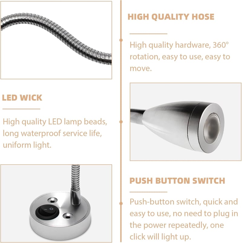 GOMETY 2db 12V LED Olvasólámpa Meleg Fehér 3200K Lakóautó Karavánhoz Lakókocsiba