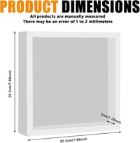 GOMETY 3D Képkeret 20x20 cm LED Világítással Fehér Négyzet Objektumkeret 2