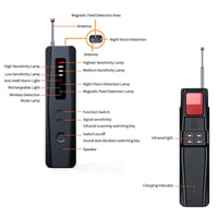 GOMETY 5 v 1 detektor skrytých kamier, vyhľadávač RF bezdrôtových GPS lokátorov a odpočúvacích zariadení, 5 úrovní citlivosti, detektor ploštíc do hotela, domácnosti, kancelárie a na cesty 4