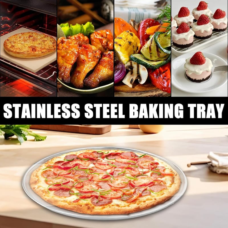 GOMETY 6 darabos rozsdamentes acél pizza sütőtálca szett 20 cm