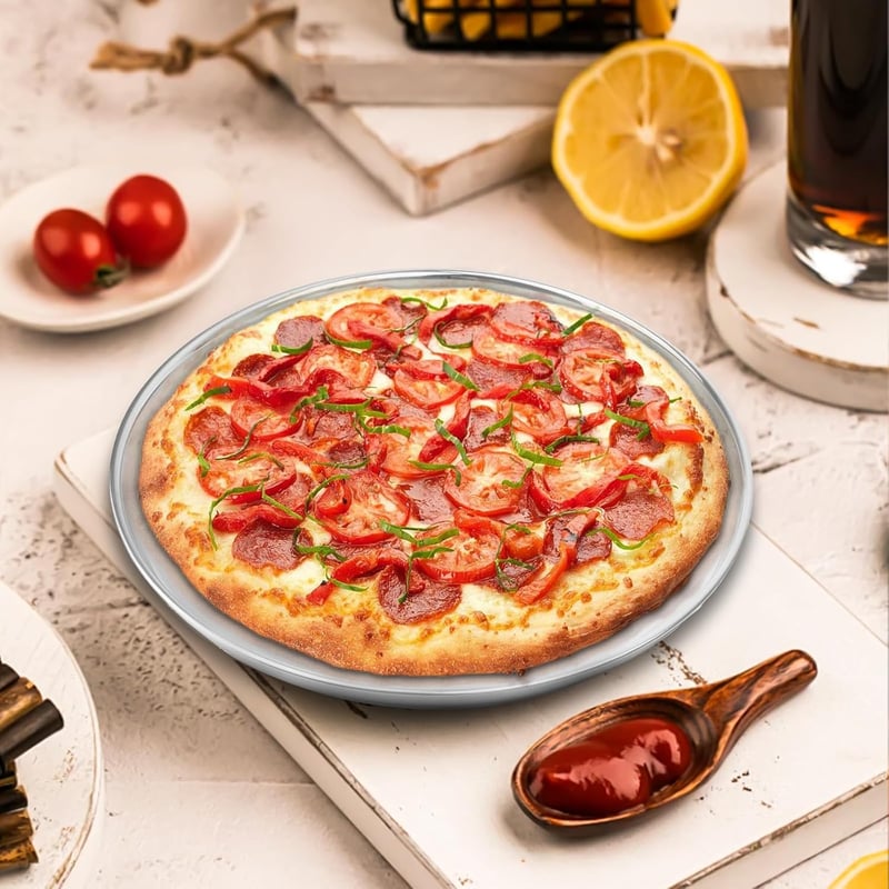 GOMETY 6 darabos rozsdamentes acél pizza sütőtálca szett 20 cm