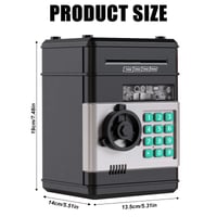 GOMETY Digitálna pokladnička pre deti s heslom a automatickým vťahovaním bankoviek, ATM prasiatko na mince a bankovky, čierna, 20x14,5x14 2