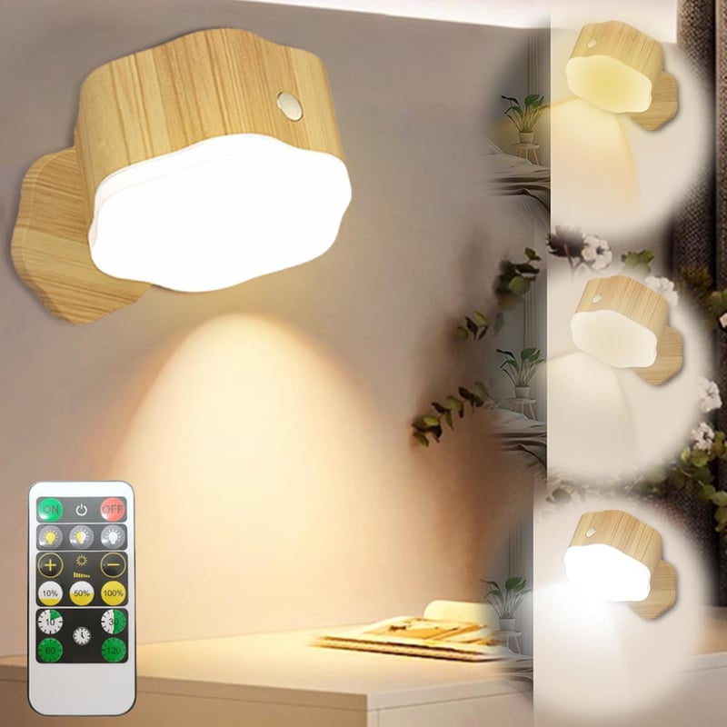 GOMETY LED Fali Lámpa Érintésvezérléses USB Töltős Forgó 3 Színmód Dimmer