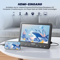 GOnavidio 10,5" Hordozható Autós DVD Lejátszó HDMI USB TF Kártya Támogatás Akkumulátor 2