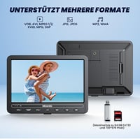 GOnavidio 10,5" Hordozható Autós DVD Lejátszó HDMI USB TF Kártya Támogatás Akkumulátor 6