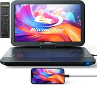 GOnavidio 15.4" Hordozható Blu-ray DVD Lejátszó 1920x1080 HD, 270° Forgatható, 5 Órás Akkumulátor 1