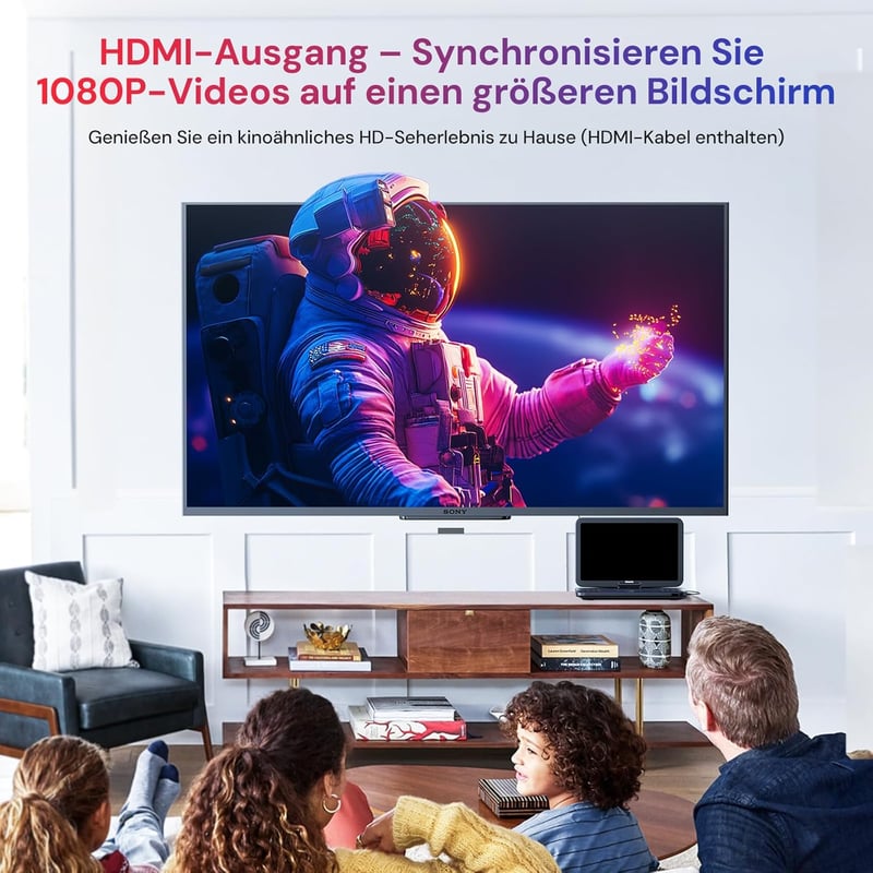 GOnavidio 15.4" Hordozható Blu-ray DVD Lejátszó 1920x1080 HD, 270° Forgatható, 5 Órás Akkumulátor