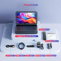 GOnavidio 15.4" Hordozható Blu-ray DVD Lejátszó 1920x1080 HD, 270° Forgatható, 5 Órás Akkumulátor 9