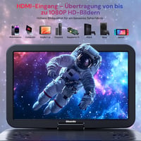 GOnavidio 15.4" Hordozható Blu-ray DVD Lejátszó 1920x1080 HD, 270° Forgatható, 5 Órás Akkumulátor 2