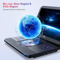 GOnavidio 15.4" Hordozható Blu-ray DVD Lejátszó 1920x1080 HD, 270° Forgatható, 5 Órás Akkumulátor 4