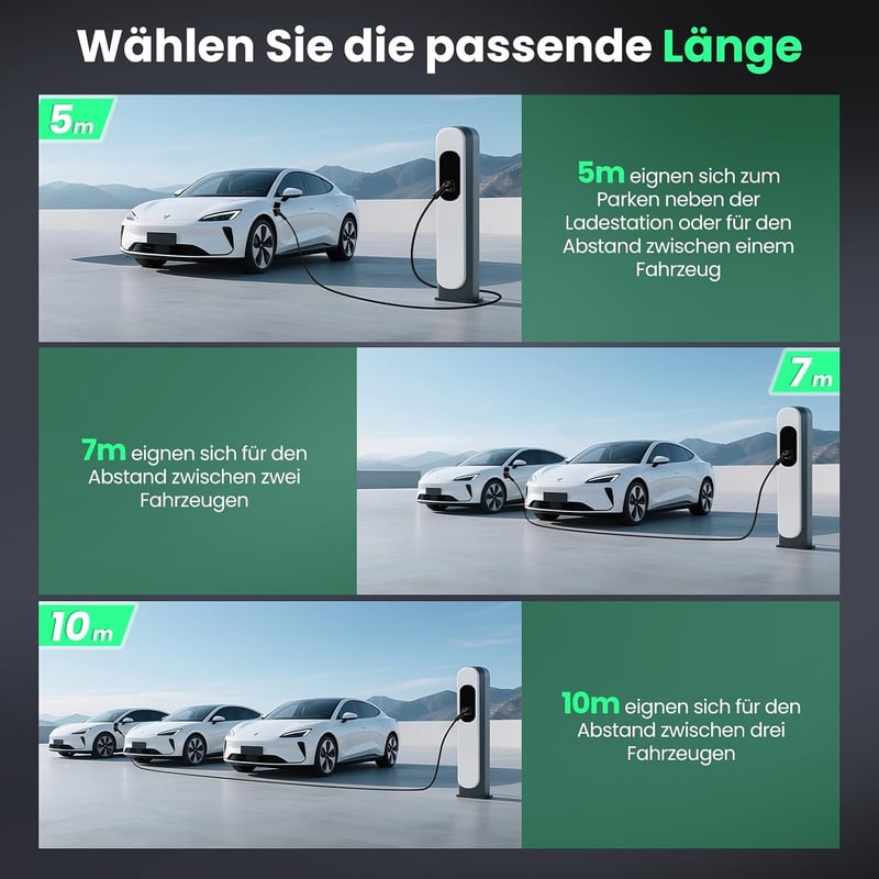 GONEO Type 2 11 kW 7m 16A elektromos autó töltőkábel Mode 3