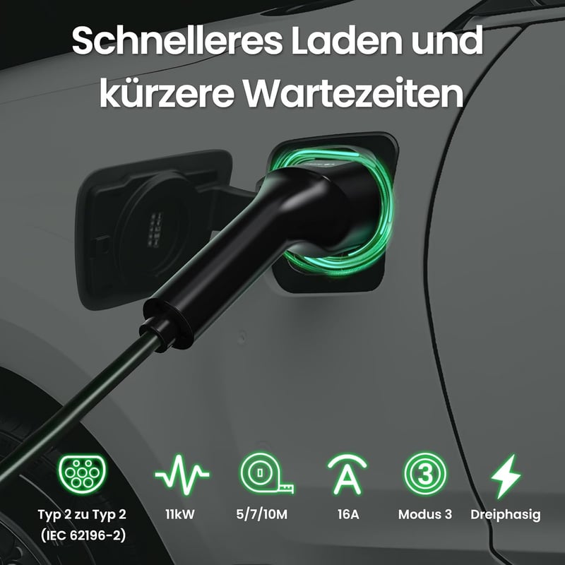 GONEO Type 2 11 kW 7m 16A elektromos autó töltőkábel Mode 3