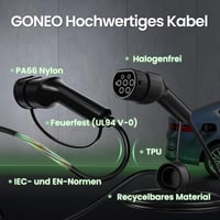 GONEO Type 2 11 kW 7m 16A elektromos autó töltőkábel Mode 3 6