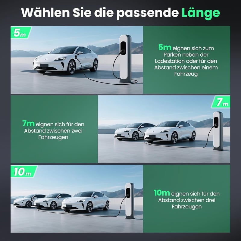 GONEO Type 2 töltőkábel 7,2 kW 32A elektromos autóhoz Mode 3 7m